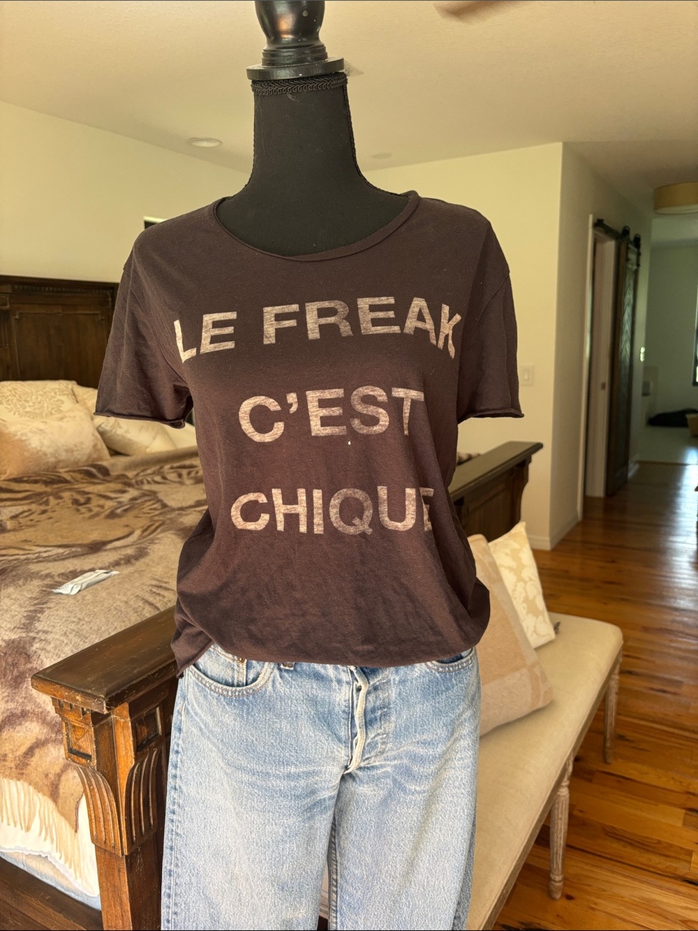 Zoe Karssen Black Graphic 'Le Freak C'est Chiquet' Tee